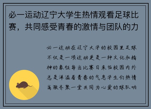 必一运动辽宁大学生热情观看足球比赛，共同感受青春的激情与团队的力量